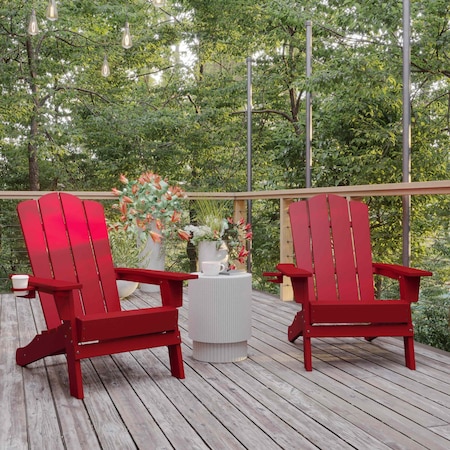 Flash Furniture Red Adirondack Patio Chairs with Cupholder, 2PK 2-LE-HMP-1044-10-RD-GG